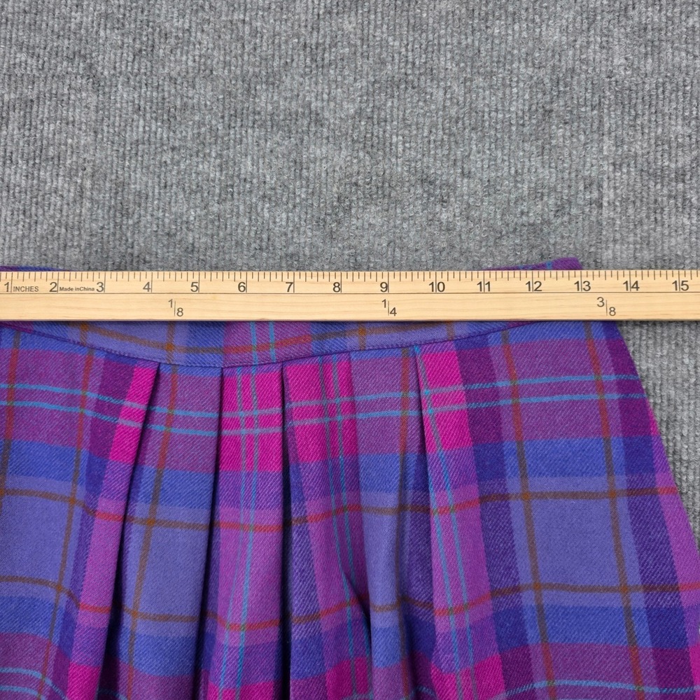 Vintage Pendleton Wool Plaid Pleated Midi Skirt Purple Pink Size 10 Made in USA - Picture 2 of 4